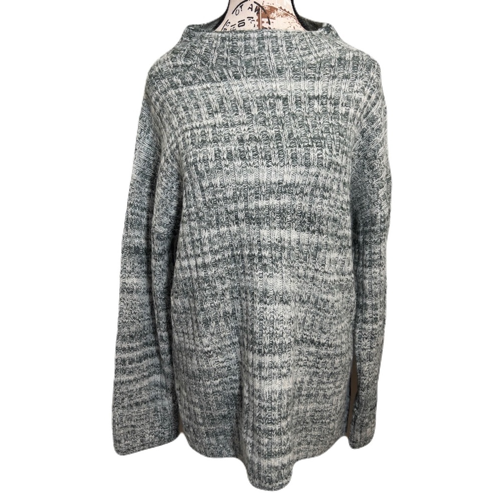 Old Navy Tunic Sweater M Olive Green White Marled Knit Oversized Pullover